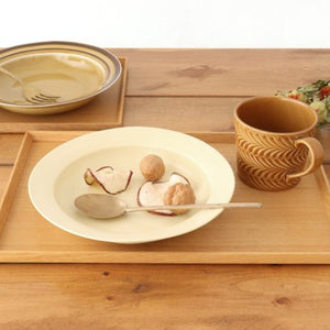 [Mizuki x Uchiru collaboration] 21cm rim deep plate yellow porcelain Hasami ware