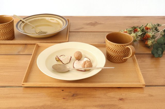 [Mizuki x Uchiru collaboration] 21cm rim deep plate yellow porcelain Hasami ware