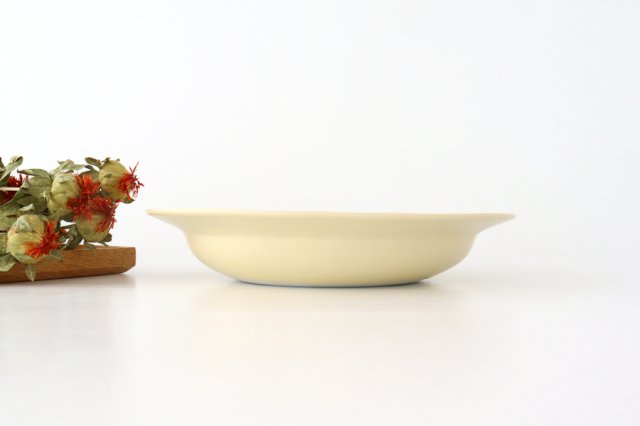[Mizuki x Uchiru collaboration] 21cm rim deep plate yellow porcelain Hasami ware