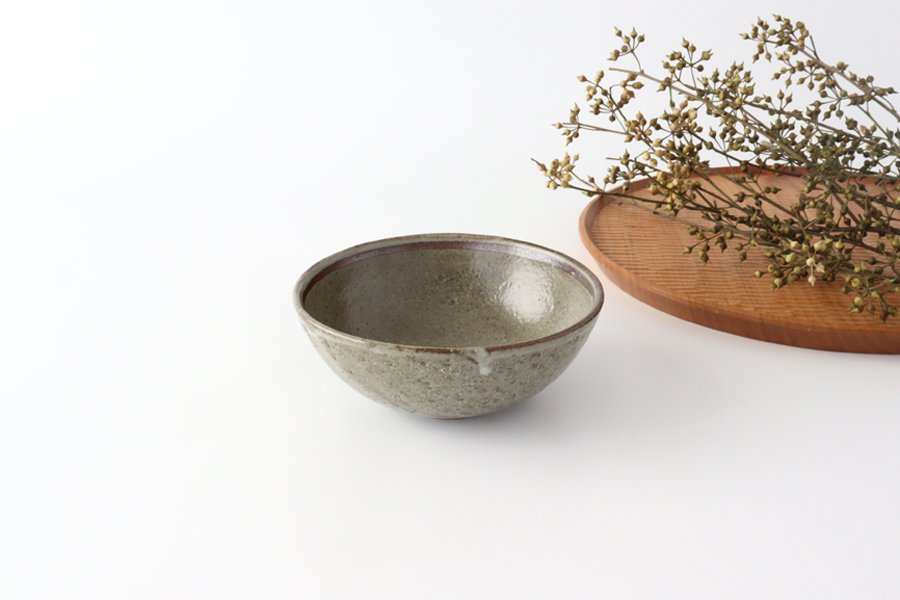 Small bowl, ash glaze, pottery, Shigaraki ware