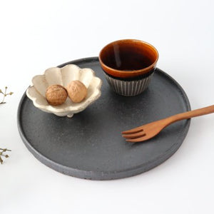 Plate 24cm black matte pottery Shigaraki ware