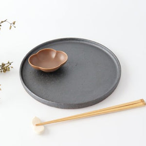 Plate 24cm black matte pottery Shigaraki ware