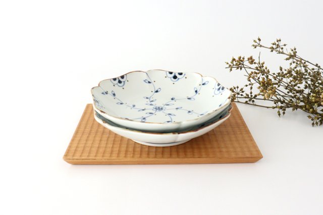 [Uchiru special order] Japanese plate, vine flower arabesque, blue porcelain, dyed, Arita ware