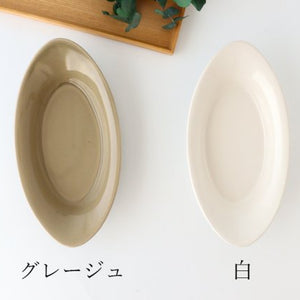 Oval bowl M white pottery Kosen kiln Banko ware
