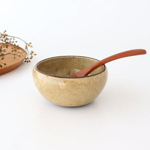 Small round bowl, orange glaze, pottery, Mino ware