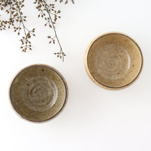 Small round bowl, orange glaze, pottery, Mino ware