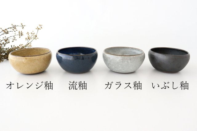 Small round bowl, glass glaze, pottery, Mino ware
