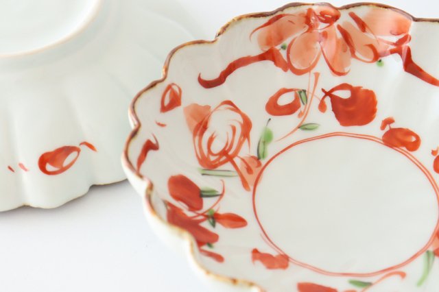 Flower-shaped Small Bowl Red-painting | Kobachi Hasami Ware