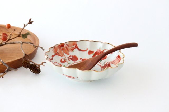 Flower-shaped Small Bowl Red-painting | Kobachi Hasami Ware