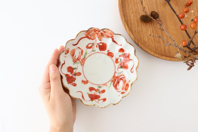 Flower-shaped Small Bowl Red-painting | Kobachi Hasami Ware