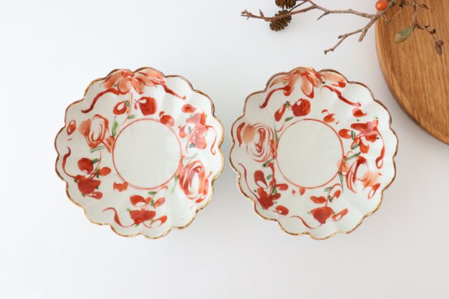 Flower-shaped Small Bowl Red-painting | Kobachi Hasami Ware