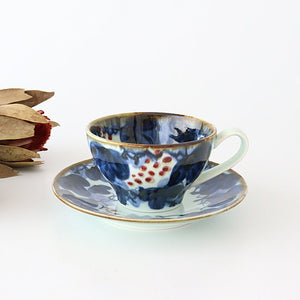 Coffee cup/tea cup blue ripe grape porcelain Hasami ware