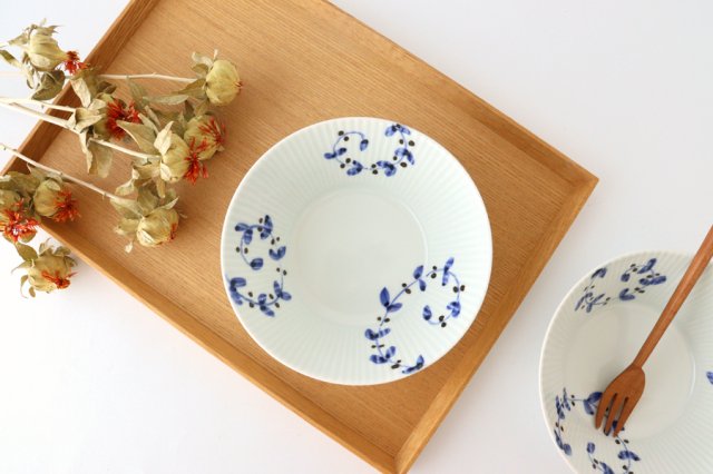 Anti-ball Blue 14cm Rust Arabesque Leaf Koyo Kiln Porcelain Arita Ware