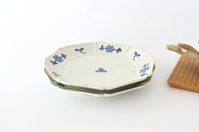 Octagonal plate 21cm/8.3in Dyed flower porcelain Hasami ware