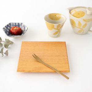 Spoon-faced confectionery plate, square zelkova, Yosozawa Wood Crafts/KITO