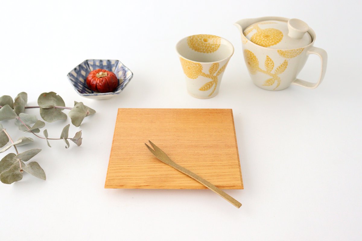Spoon-faced confectionery plate, square zelkova, Yosozawa Wood Crafts/KITO