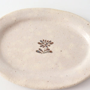 Kasumi floret oval plate Shino pottery Kitagama Kasen Kato Hiroshige Seto ware