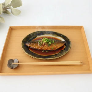 Kitagama Kasen Kato Hiroshige Oval Plate Oribe Small Flower | Seto Ware