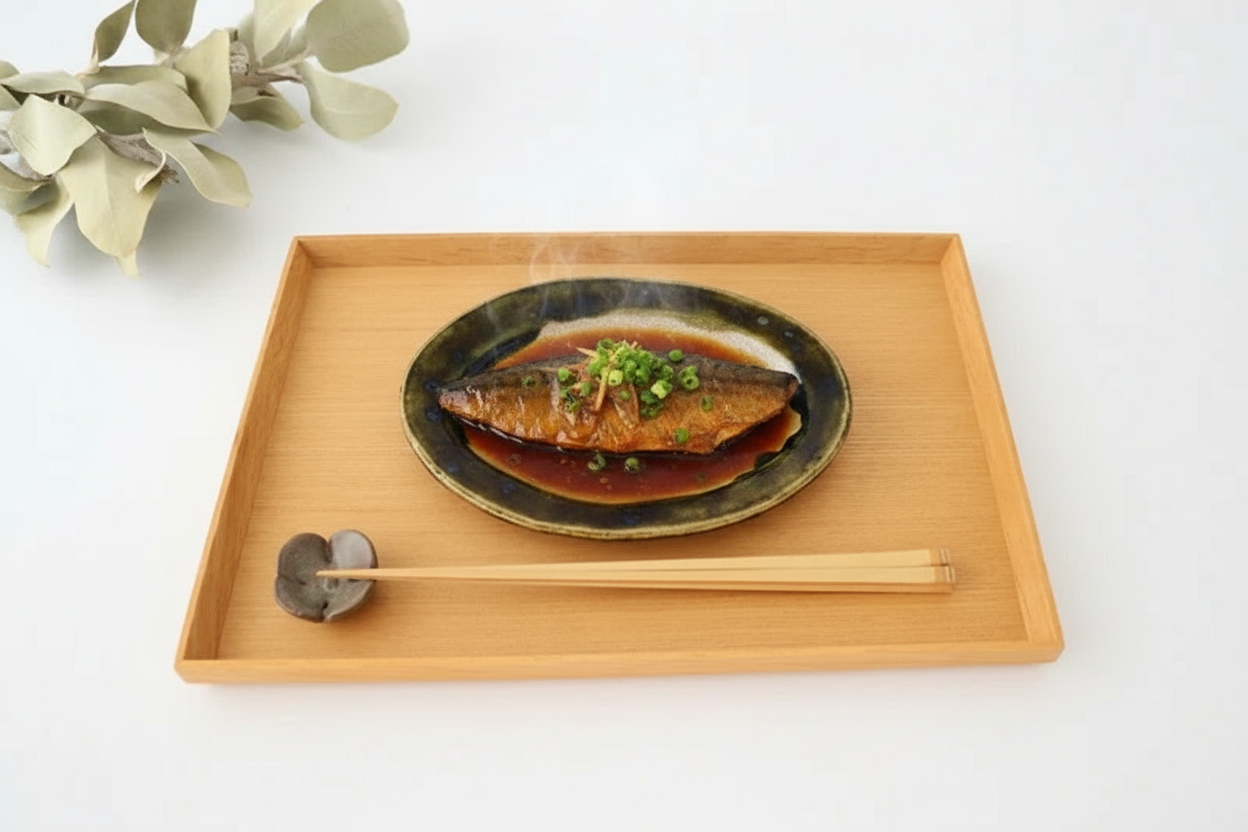 Kitagama Kasen Kato Hiroshige Oval Plate Oribe Small Flower | Seto Ware
