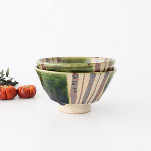 Kitagama Kasen Hiroshige Kato Oribe Hexagonal Rice Bowl  | Seto Ware