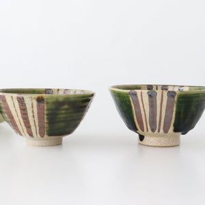 Kitagama Kasen Hiroshige Kato Oribe Hexagonal Rice Bowl  | Seto Ware