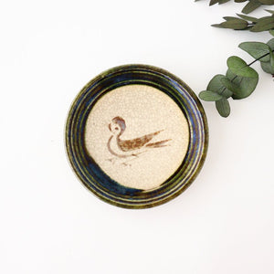 Kitagama Kasen Hiroshige Kato Sauce Plate Oribe Sparrow | Seto Ware