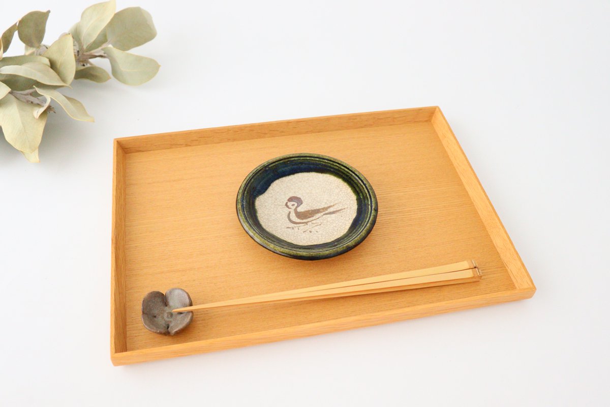 Kitagama Kasen Hiroshige Kato Sauce Plate Oribe Sparrow | Seto Ware