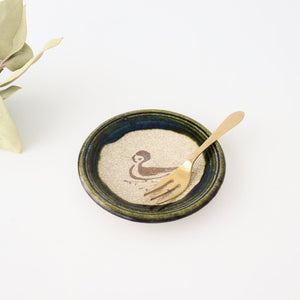 Kitagama Kasen Hiroshige Kato Sauce Plate Oribe Sparrow | Seto Ware