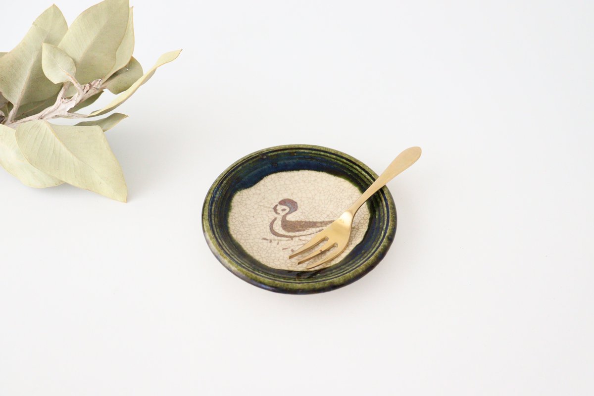 Kitagama Kasen Hiroshige Kato Sauce Plate Oribe Sparrow | Seto Ware