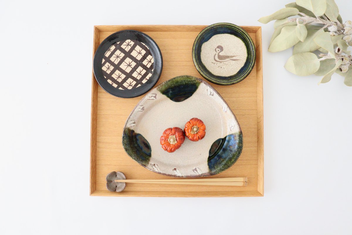 Kitagama Kasen Hiroshige Kato Sauce Plate Oribe Sparrow | Seto Ware