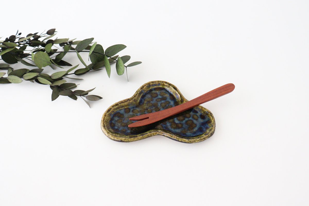 Tea heart small plate pine pottery Kitagama Kasen Hiroshige Kato Seto ware