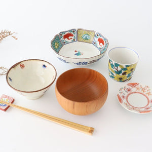 Soba choko, old Kutani colored painting, peony pattern, porcelain, Seikou kiln, Kutani ware