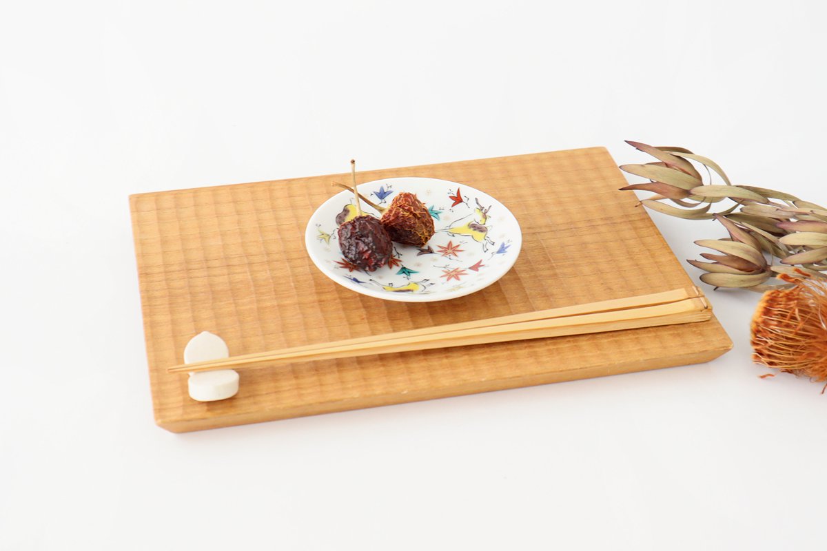 Seikou Kiln Sauce Plate Deer and Maple | Kutani Ware