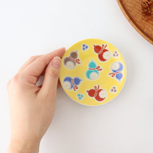 Lucky bean plate, six gourds, porcelain, Seikogama Kutani ware