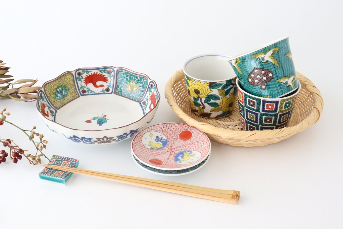 Colored Hashioki Collection Crane Porcelain Seiko Kiln Kutani Ware