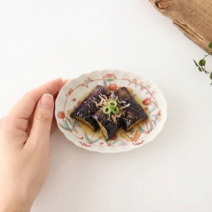 Ginshu Kiln Oval Small Plate Chrysanthemum | Kutani Ware