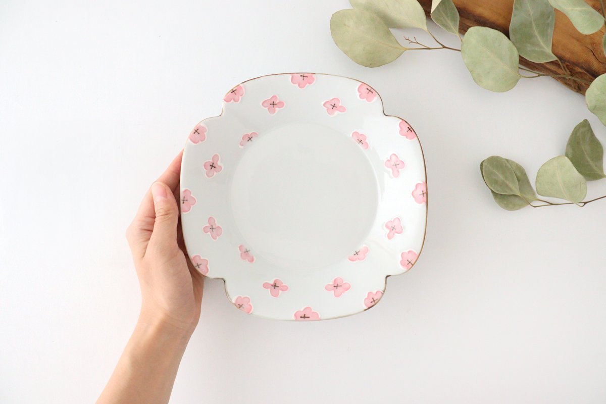 hana plate pink porcelain hana Arita ware
