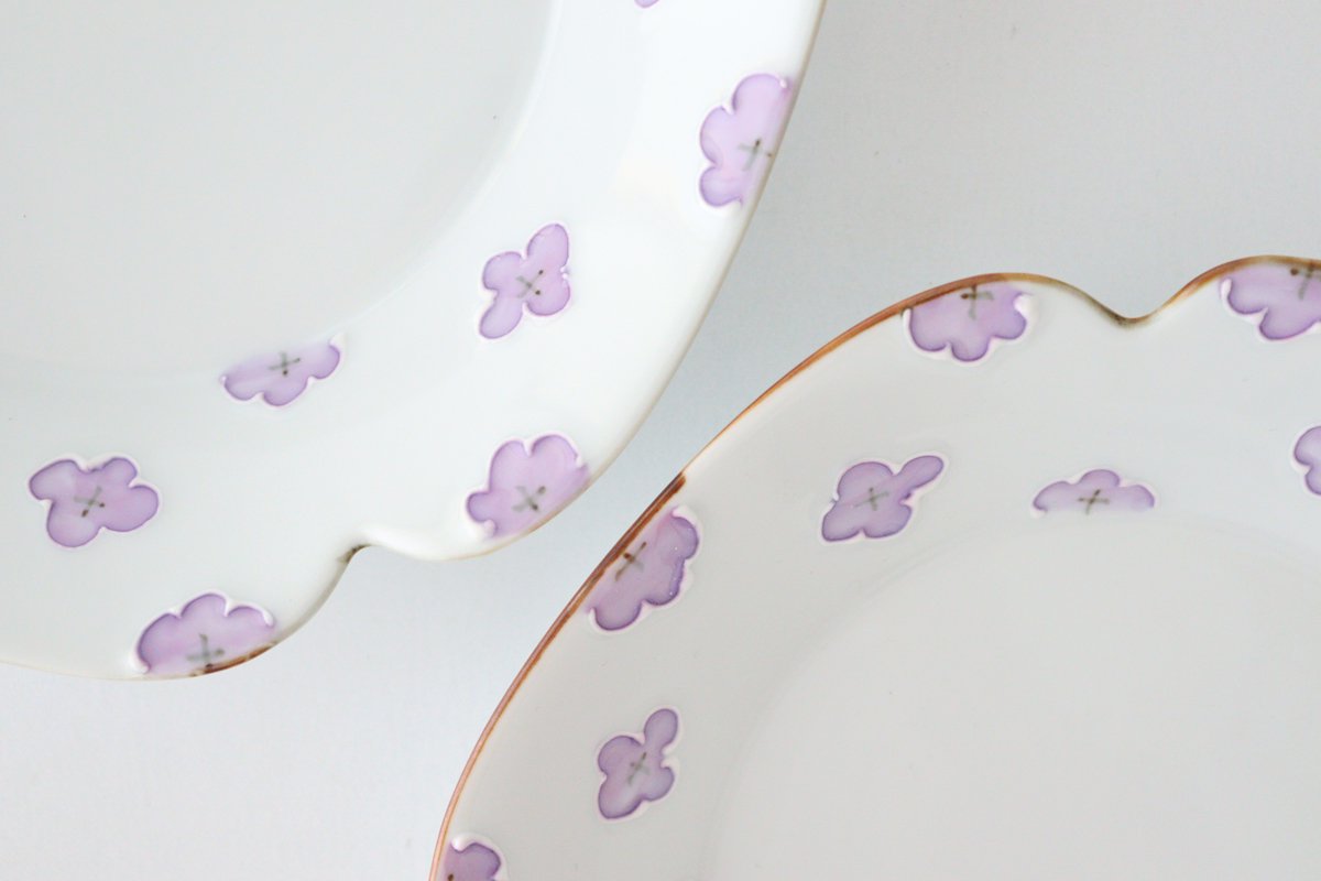 hana plate purple porcelain hana Arita ware