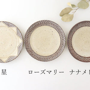 21cm/8.3in plate rosemary pottery tomaru Shigaraki ware