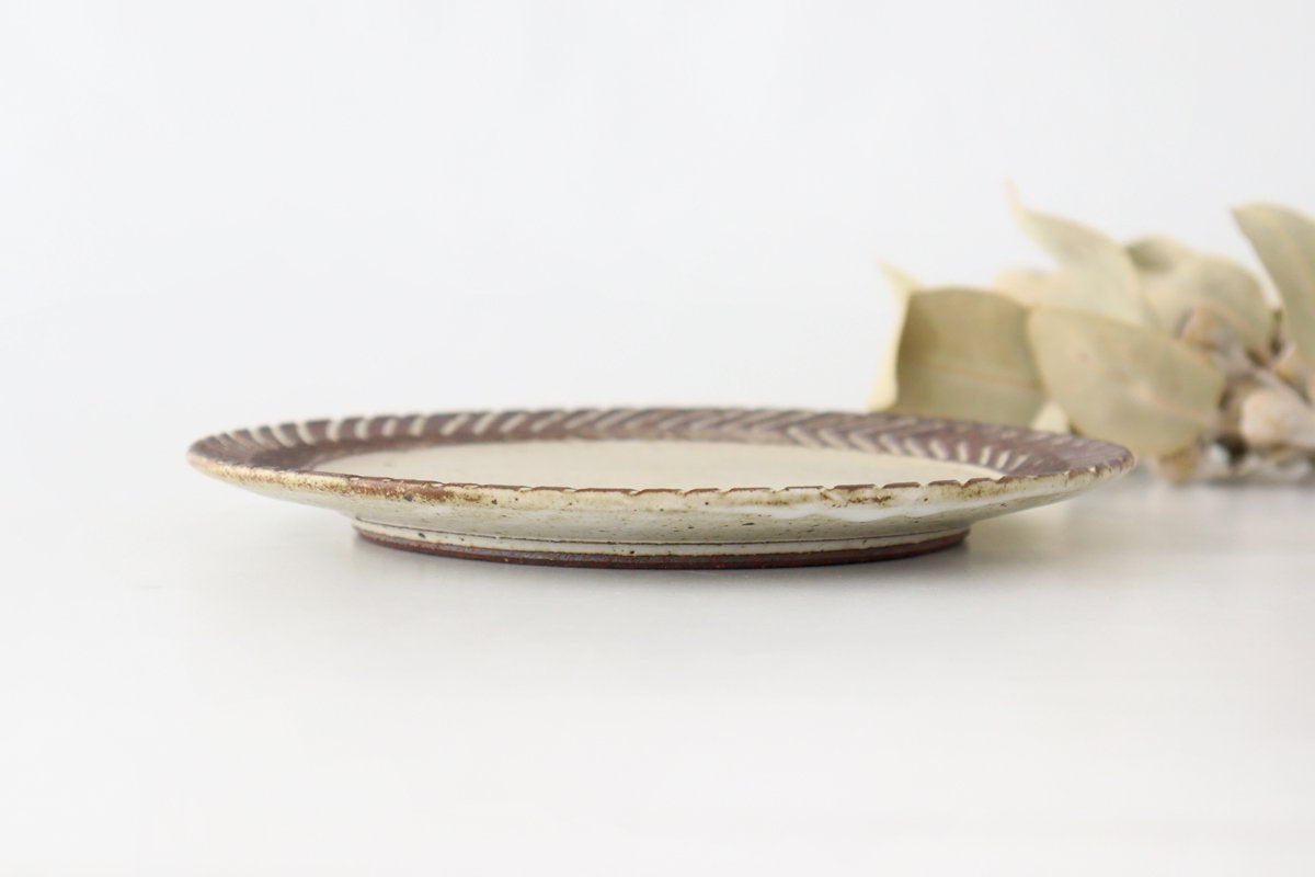 21cm/8.3in plate rosemary pottery tomaru Shigaraki ware