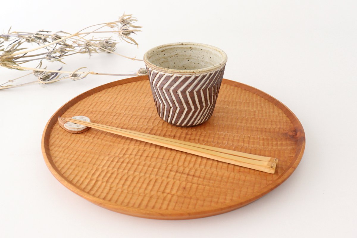 Free cup jagged pottery tomaru Shigaraki ware