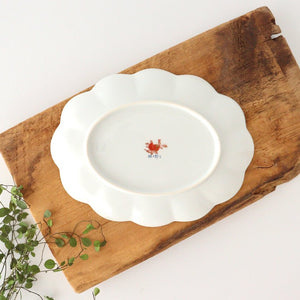 19cm oval plate, gold color mattori chrysanthemum pattern, porcelain, Rinkurou kiln, Hasami ware