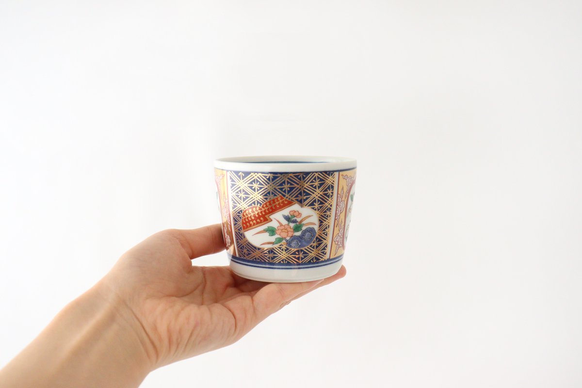 Soba choko window flower picture porcelain Rinkurou kiln Hasami ware