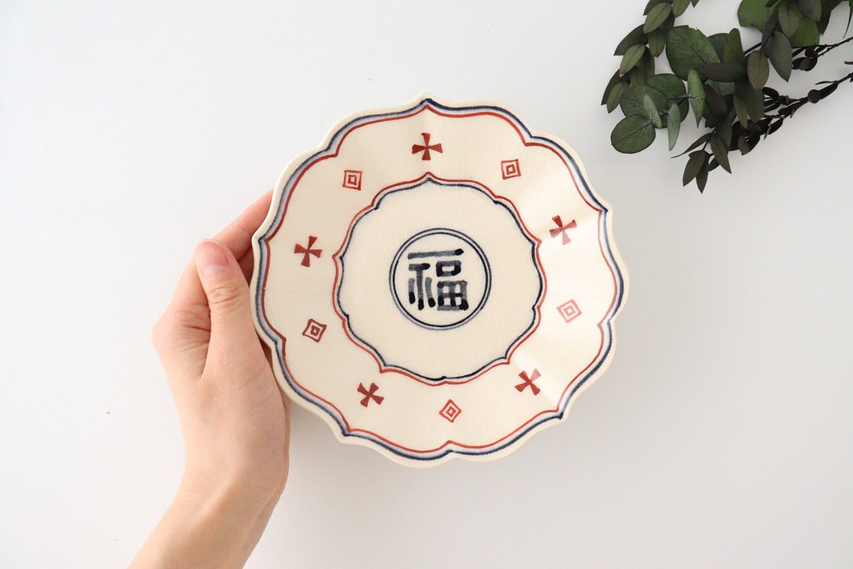 Bellflowershaped Plate Fuku Semi-Porcelain 15cm/5.9in | Arita Ware