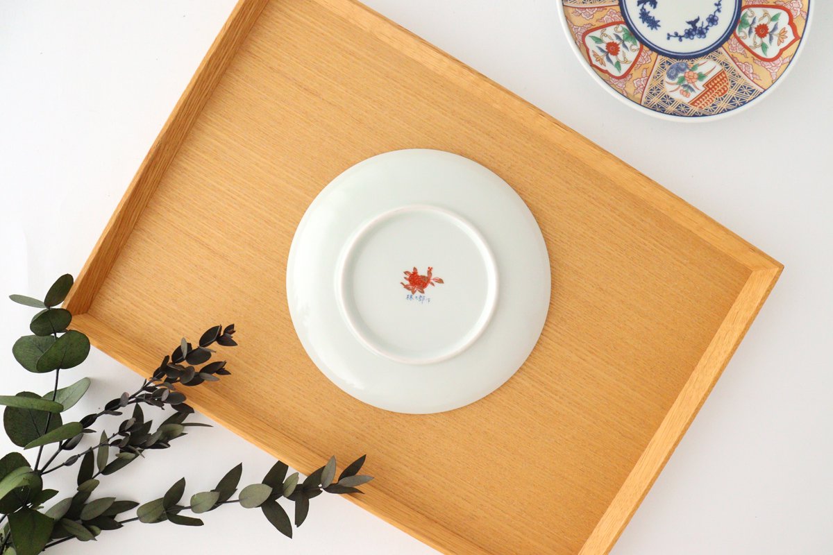 12cm/4.7in Plate Window Flower Painting Porcelain Rinkurou Kiln Hasami Ware