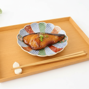 Rinkurou Kiln Chrysanthemum Shaped Plate Old Imari Pattern Red&Green 15cm/5.9in | Hasami Ware