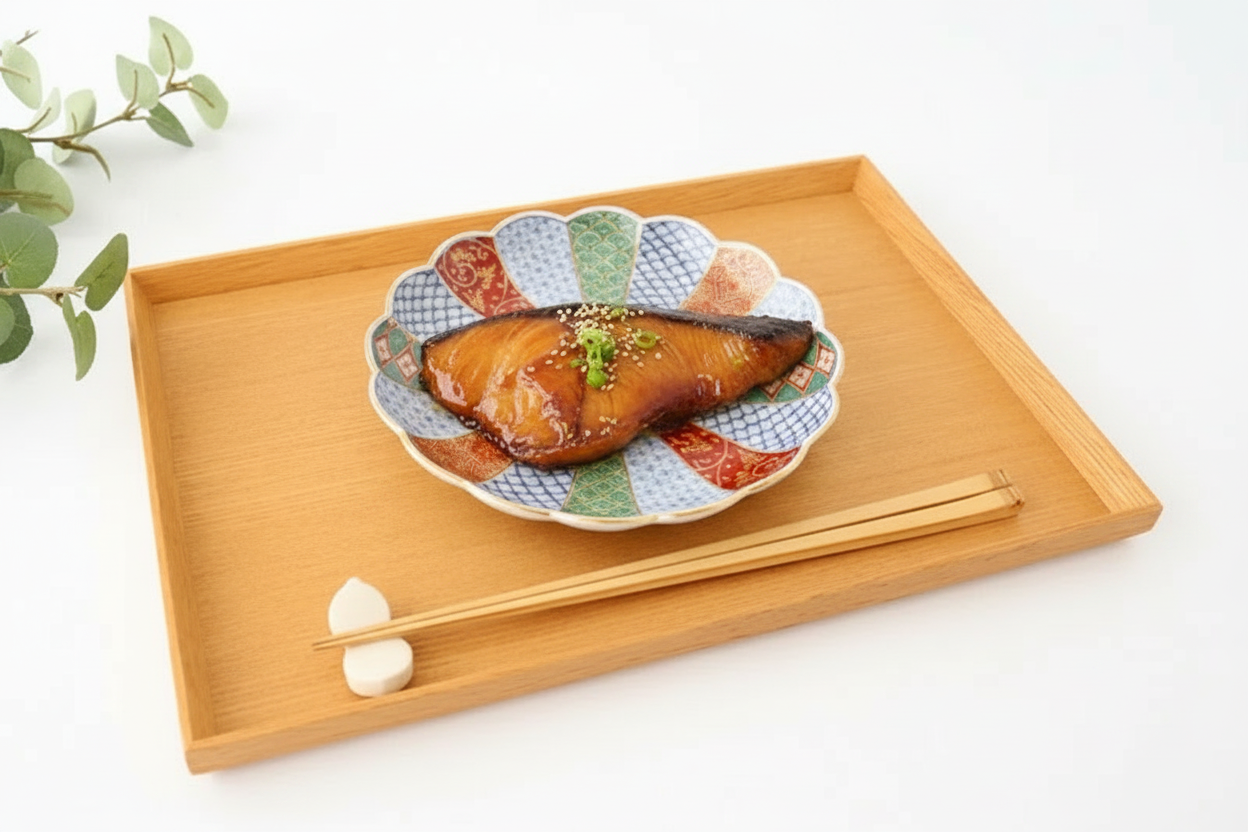 Rinkurou Kiln Chrysanthemum Shaped Plate Old Imari Pattern Red&Green 15cm/5.9in | Hasami Ware