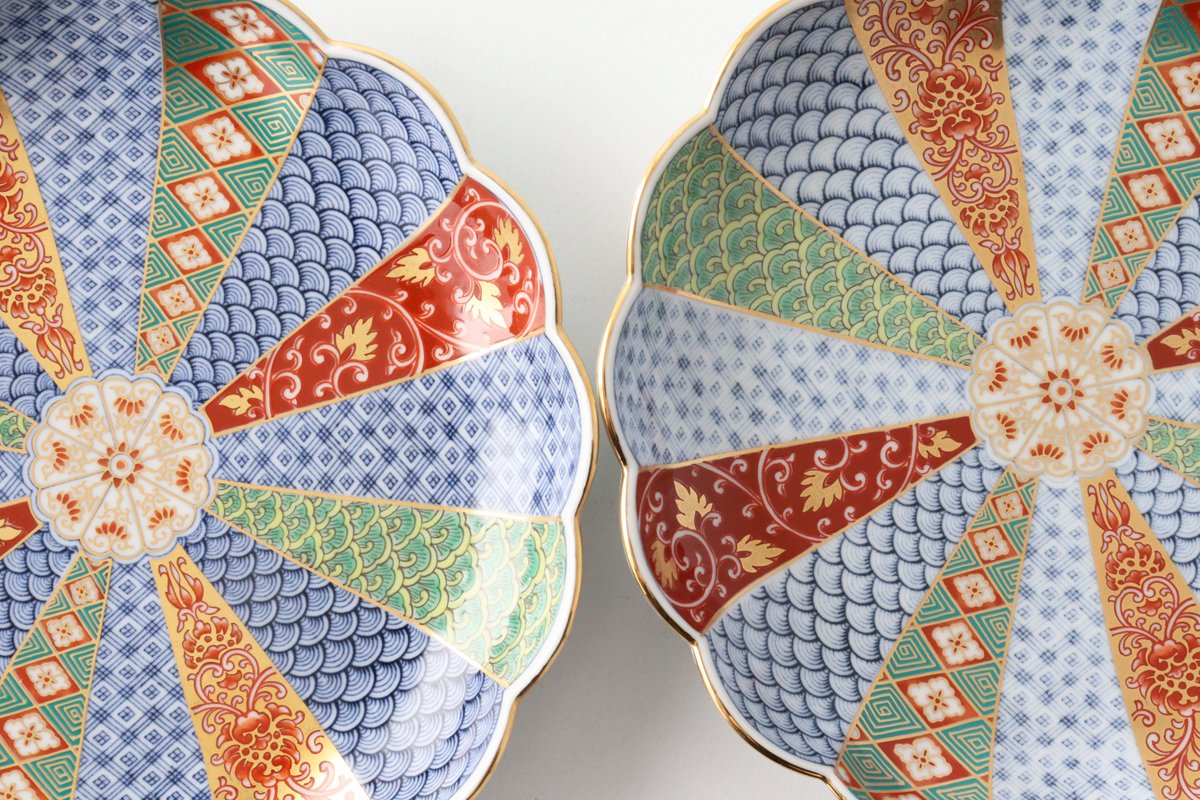 Rinkurou Kiln Chrysanthemum Shaped Plate Old Imari Pattern Red&Green 15cm/5.9in | Hasami Ware