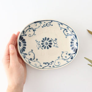 Oval Plate Blue Flower Annan | Mino Ware