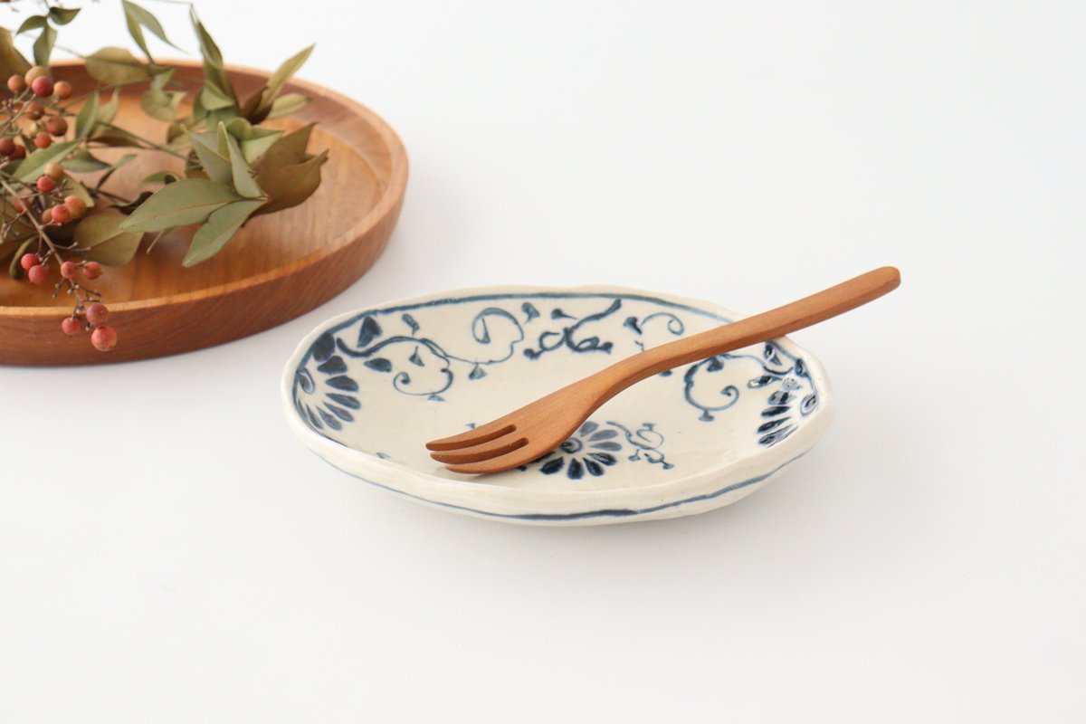 Oval Plate Blue Flower Annan | Mino Ware